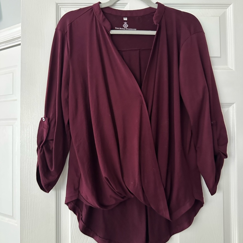 The Limited Deep Burgundy Drape Blouse